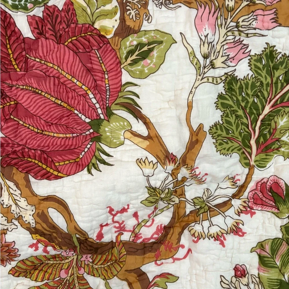 Pottery Barn Wells King  Sham Jacobean Floral Cotton 36x21”